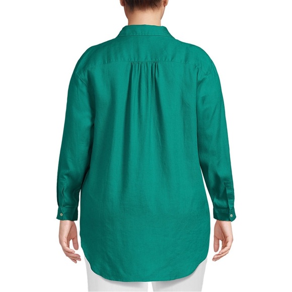 Lands' End 100% Linen Tunic in Island Emerald - Picture 4 of 8